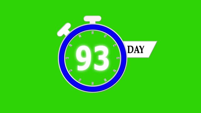 Only 93 days left, countdown animation video for events; stopwatch timer showing 0 to 93 days, clean motion graphic clip for promotions and sales.