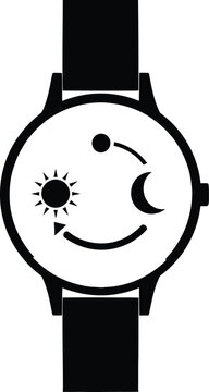 Wristwatch featuring celestial moon phase indicator icon wristwatch moonphase celestial timepiece accessory astronomy wearable precision minimalist illustration