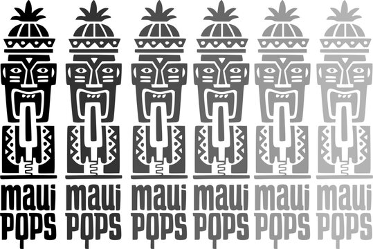 Tribal Tiki Statue Logo Elements with Gradient Opacity | Maui Pops Design