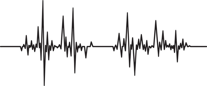 Hand-drawn also transparent background, black ecg waveform, line graph on, white background, traced, paper style