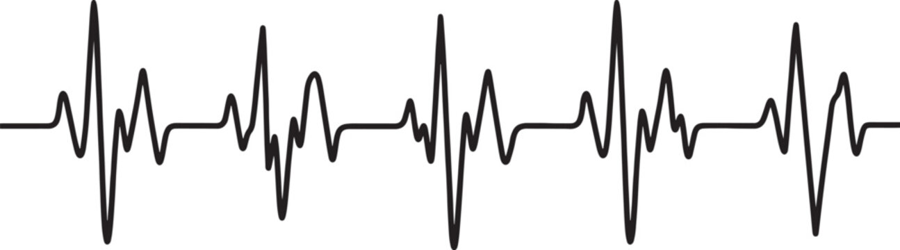 Hand-drawn also transparent background, black line waveform, with peaks and, troughs, continuous tracing pattern