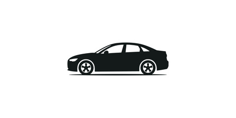 Fototapeta premium Black Sedan Car Silhouette Side View Icon