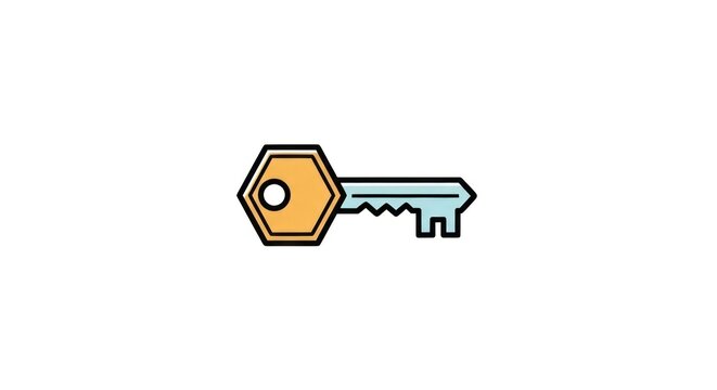 Simple cartoon style key icon.