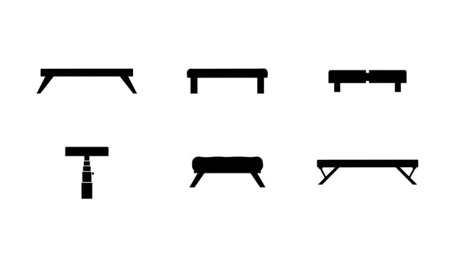 Minimalist flat pack furniture icons set with different table designs Vector