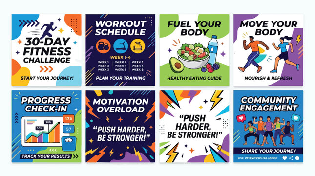 Fitness Challenge Motivation and Community Engagement Graphics.