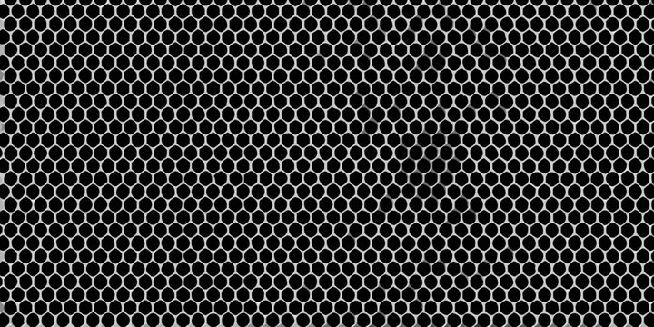 Hexagonal Grid Pattern White Cells On Black Background