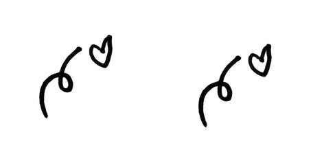 Fototapeta premium Hand Drawn Doodle Heart Squiggle Line Art Set