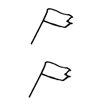 Hand Drawn Doodle Flag Set with Wavy Banners