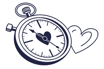 Fototapeta premium Stopwatch with heart icon symbolizing timed meditation and mindful living
