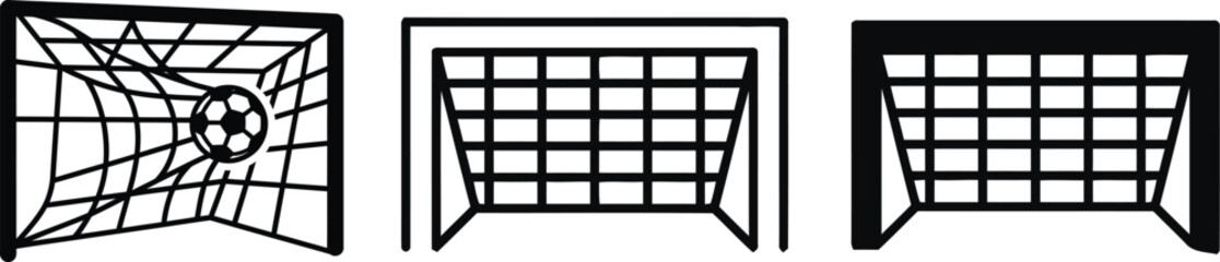 Three different soccer goal net illustrations © shammi