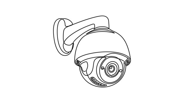 Security Camera Dome CCTV Surveillance System Line Art Illustration