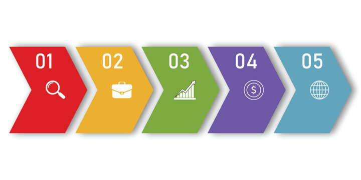 Arrow Infographics design template and icons with 6 options or 6 steps. use as workflow process diagram, business data  presentation, timeline layout, milestone, banner, brochure, flow chart