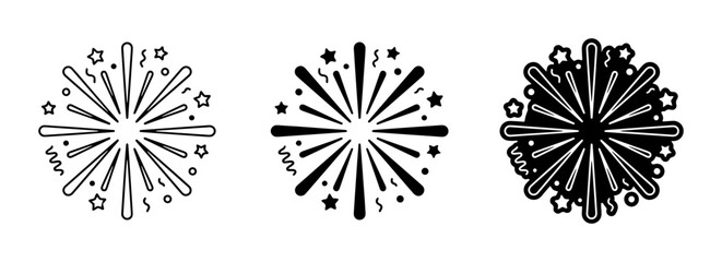 Explosion Icons, Firework Graphics, Celebration Starbursts, Festive Burst Symbols, Party Star Shapes, Event Sparkle Elements, Vector Art © Ajmir65