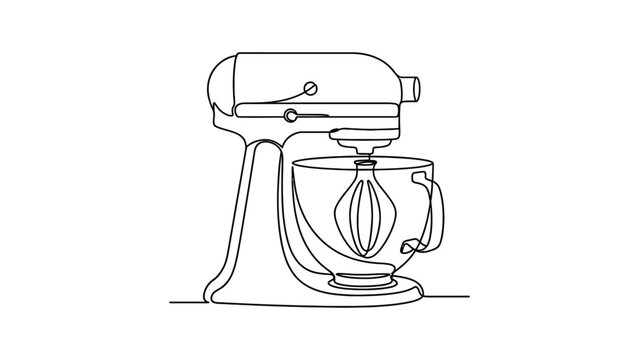 Stand Mixer Line Art Illustration - Kitchen Appliance Drawing