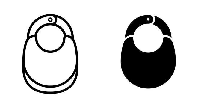 Baby Bib Icons, Infant Feeding Gear, Toddler Drool Protection, Vector Set