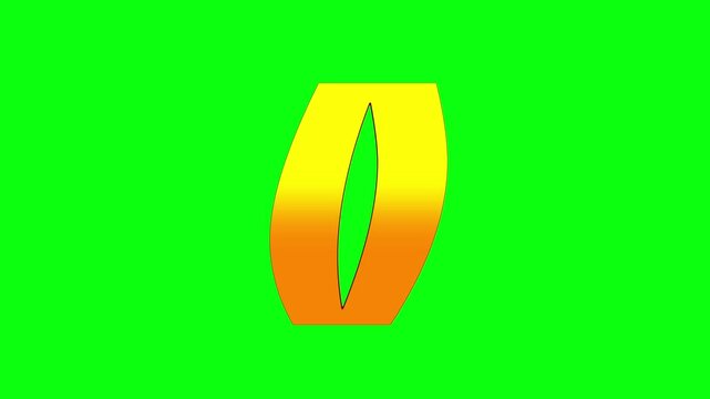 Animated numbers on a green screen background.