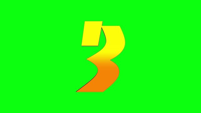 Animated numbers on a green screen background.