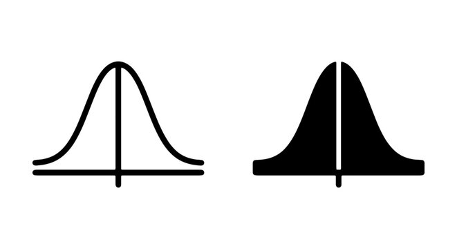 Bell Curve Icons, Normal Distribution Graphs, Statistics Symbols