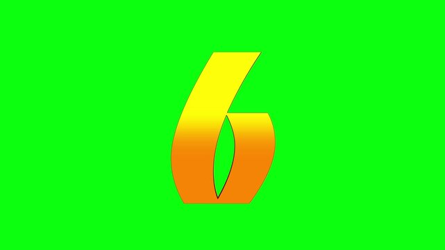 Animated numbers on a green screen background.