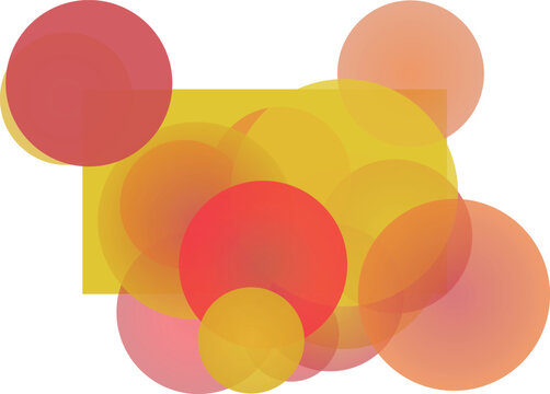 Warm orange, yellow and red transparent circles overlapping to create vibrant geometric abstract background with cheerful energy.