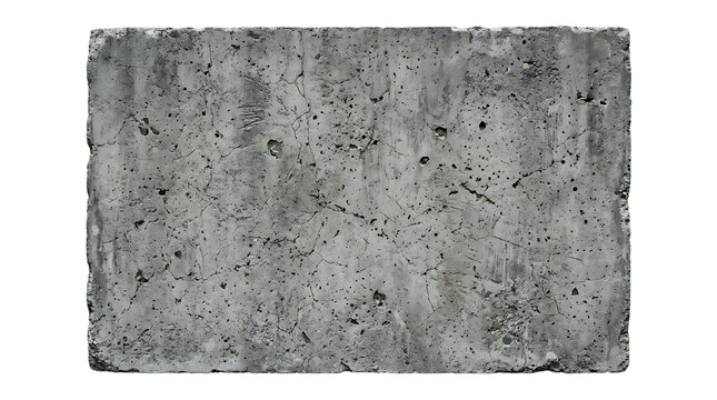Distressed concrete slab texture chipped and weathered isolated on transparent background