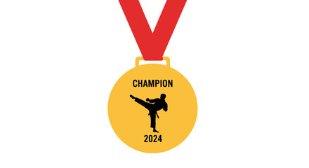 Martial Arts Champion Medal with Karate Kick Silhouette and 2024 Year © arto