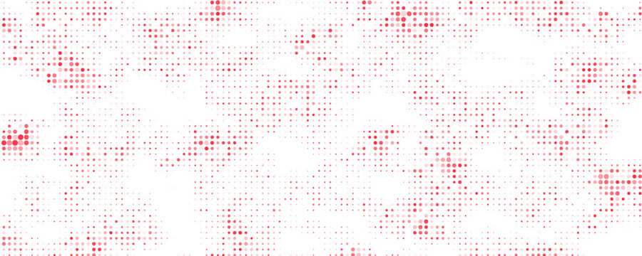Vibrant dynamic red dot pattern forming an intricate abstract wave on a pristine white background a captivating digital artwork showcasing movement and contemporary design