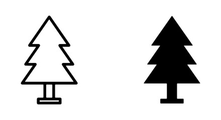 Fototapeta premium Pine Tree Icons, Evergreen Forest Symbols, Nature Vector Graphics