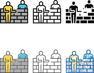 Naklejka premium builders building wall color icon vector. pack builders building wall sign. isolated symbol
