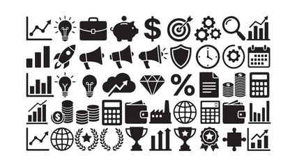 Fototapeta premium Comprehensive Collection of Business and Financial Management Icons