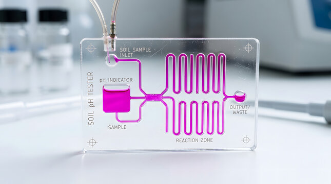 soil ph tester device with microfluidic channels laboratory equipment