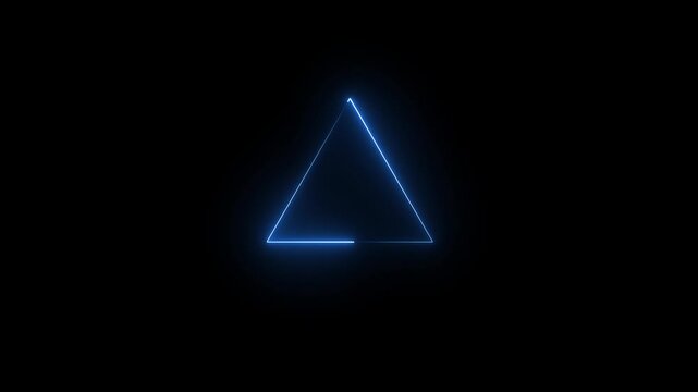 Simple neon triangle animation Triangle animation by blue neon on a black background. animation 4k video.