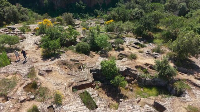 Necropoli della Banditaccia, Cerveteri, Lazio, Italy. Aerial drone video