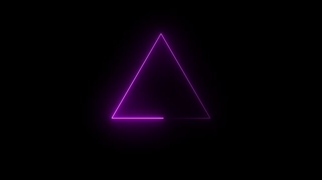 Simple neon triangle animation Triangle animation by blue neon on a black background. animation 4k video.