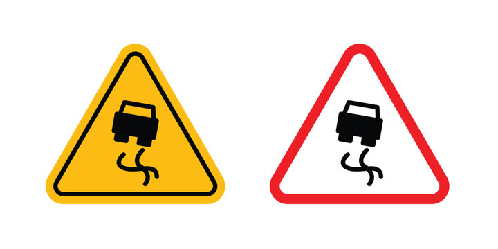 Slippery road sign