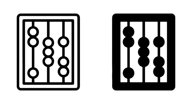Abacus Icons: Counting Tool Vector Art, Retro Calculator Symbols, Vintage Math Device