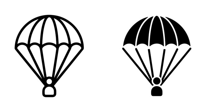 Parachute Icons, Skydiving Symbols, Adventure Vector Graphics, Extreme Sports