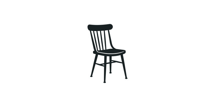 Black Silhouette of a Spindle Back Wooden Chair