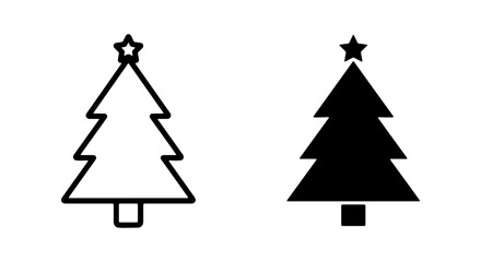 Fototapeta premium Christmas Tree Icons, Festive Holiday Vector Graphics, Winter Celebration Symbols, Black and White Design Elements