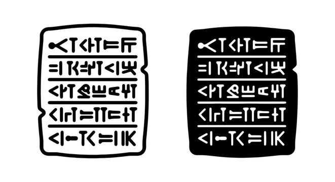 Ancient Cuneiform Tablets, Mesopotamian Script Icons, Historical Writing Symbols