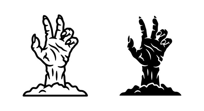Zombie Hand Vector Icons, Spooky Halloween Graphic Elements
