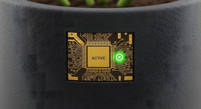 Printed circuit board with active indicator light embedded in a black automotive interior