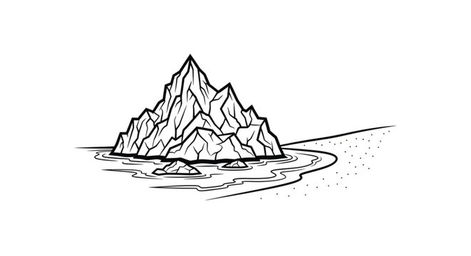 Iceberg floating in cold water.