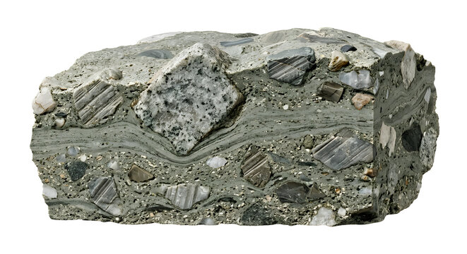 Detailed 3D Render of Snowball Earth Glacial Dropstone Evidence in Sedimentary Rock, suitable for science education, isolated on white background
