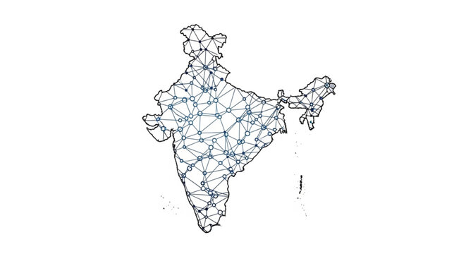 India Map Outline Border Line.