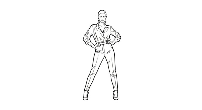 Confident Man Standing with Hands on Hips.