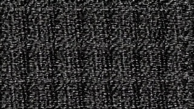 Dynamic television screen glitch transition with static noise and flickering disturbances