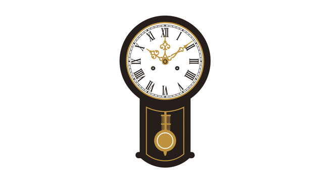 Antique pendulum clock with roman numerals, vintage timekeeping device