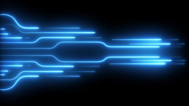 Glowing neon circuit board lines concept on the transparent background. Motion graphics of digital circuit idea. 4k video animation.
