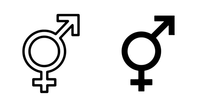 Transgender gender symbols, bigender icon set, non-binary vector signs